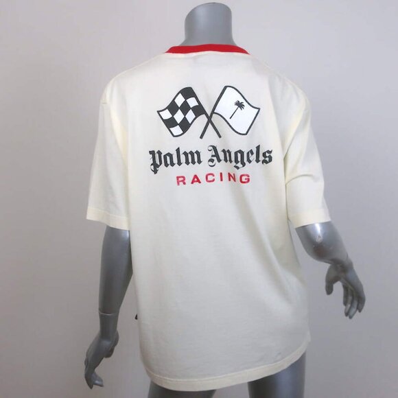 Palm Angels x Formula 1 Racing Monogram Tee Ivory Cotton Size Medium NEW - Picture 1 of 11